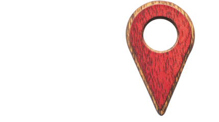 Red wooden location pin pointing on transparent background