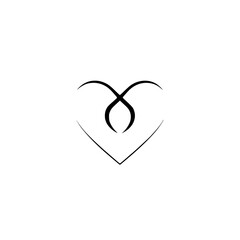 Elegant Minimalist Heart Symbol: Abstract Line Art Design, Perfect for Love, Romance, and Valentines. Simple Vector Graphic, Ideal for Logos and Illustrations.