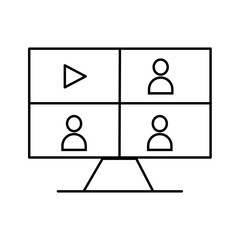 Simple Virtual Meeting Outline Icon – Minimalist Communication Symbols