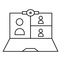 Simple Virtual Meeting Outline Icon – Minimalist Communication Symbols