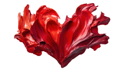 Fototapeta premium Red paint forming a heart shape on transparent background