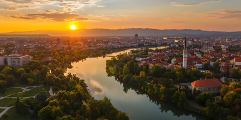 sunset over the river