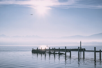 Naklejka premium Reflets Flottants dans l’Aube Hivernale