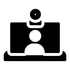 Simple Virtual Meeting Glyph Icon – Minimalist Communication Symbols