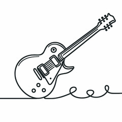 Obraz premium electric guitar Vector simple continuous one line drawing illustration . Simple Illustration for Minimalist Design. on white