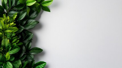 Fototapeta premium Vibrant Green Leaves on White Background: Nature's Simple Elegance
