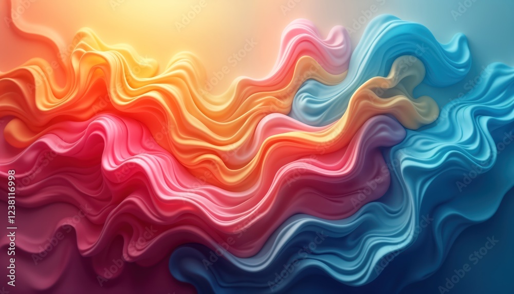 Poster abstract vibrant colors blend in flowing curves. fluid shapes create dynamic pattern. ai generative 