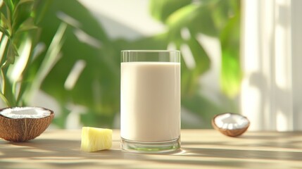 Creamy Coconut Pineapple Smoothie in Glass