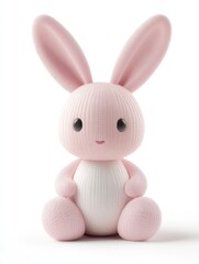 Obraz premium 3D rendering of cartoon pink Easter bunny isolated on white background