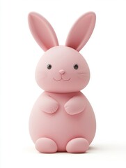 Obraz premium 3D rendering of cartoon pink Easter bunny isolated on white background