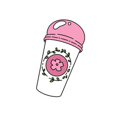 A cup with a flower design on it