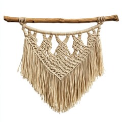 Obraz premium Handcrafted Macramé Wall Hanging: A Natural Beige Decor Piece for Home or Studio