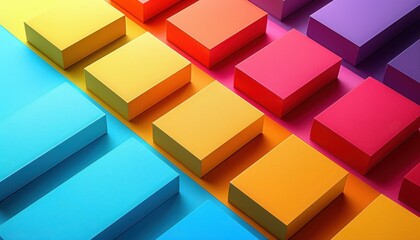 A colorful stack of boxes with a rainbow pattern