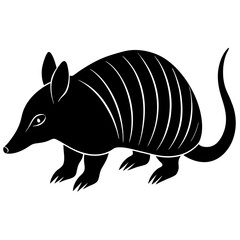 Silhouette of a Armadillo on white background.