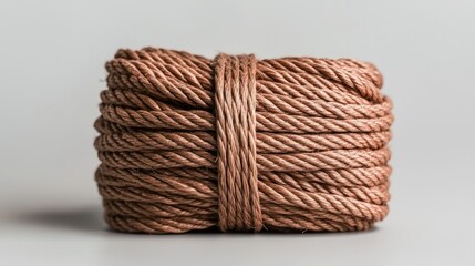 Obraz premium A neatly coiled roll of natural rope, showcasing texture and material.