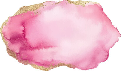 Watercolor background pink blob with gold accent 
