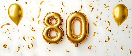 Happy Birthday 80 with gold balloons