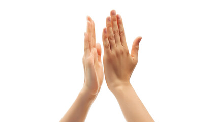 Two hands giving high five on transparent background