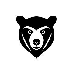 Majestic Bear Head: Black and White Wildlife Vector Graphic