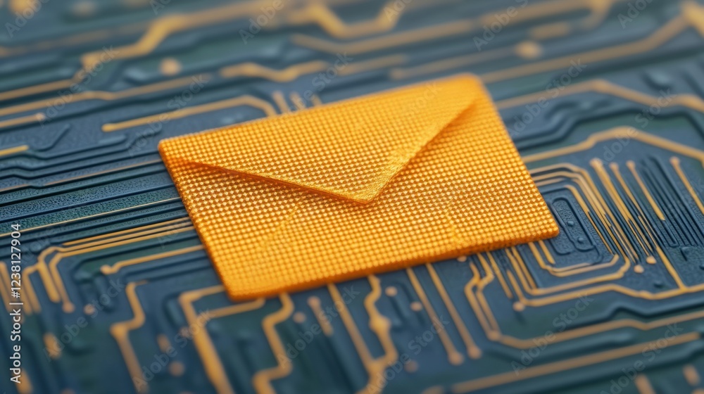 Aufkleber Digital Communication Symbol on Circuit Board Background Representing Technology and Email Interaction Concepts