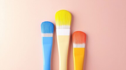 Colorful paint strokes on pink background art studio abstract