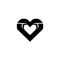 Abstract Heart Symbol: Minimalist Black and White Geometric Love Icon Design