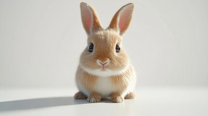 Fototapeta premium Adorable Photorealistic Rabbit on White Background