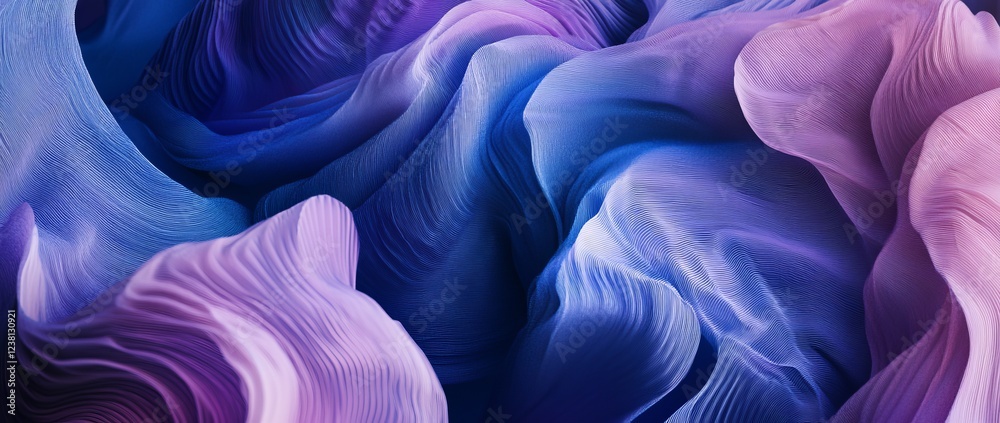 Wall mural abstract background with a wavy blue and purple gradient, a digital wave pattern of dots and lines.