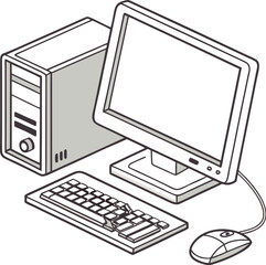 Fototapeta premium computer monitor with mouse and keyboard