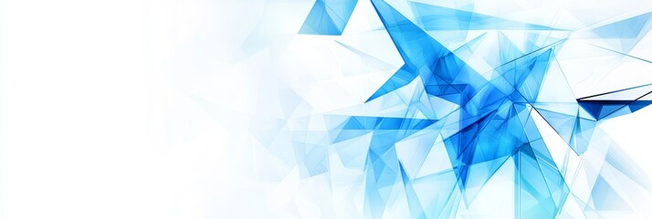 Abstract Geometric Design With Blue Triangles, Dynamic Shapes, And A Futuristic Background