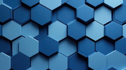 Fototapeta premium Futuristic Geometric Pattern with Hexagonal Gradient Layers in Blue Shades