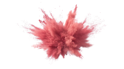 Pink powder exploding with transparent background for easy integration