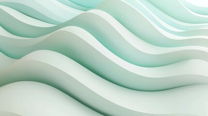 Obraz premium Soft Waves in Gentle Tones of Green and White Abstract Background
