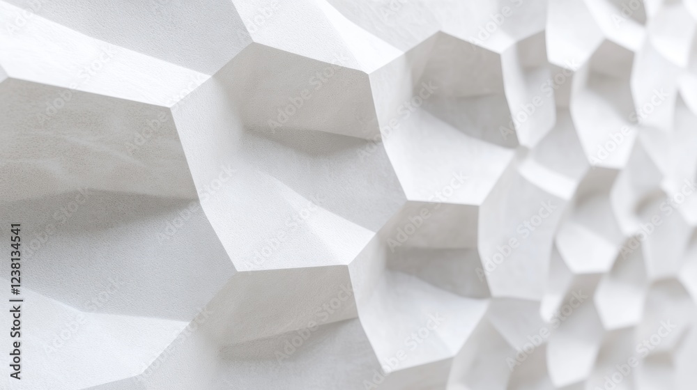 Poster textured white wall with geometric patterns and dimensional waves for modern interior design