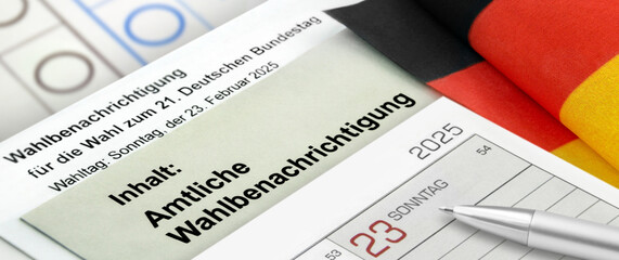 Bundestagswahl in Deutschland  Amtliche Wahlbenachrichtigung Wahlscheinantrag  23. Februar 2025 ...