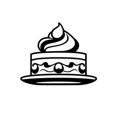A delectable cake, a delightful dessert. Creamy frosting swirls atop layers of sweet cake, adorned with chocolate shavings and fresh berries. A perfect treat for any occasion.