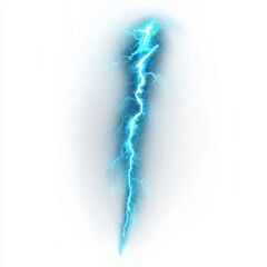 n electric blue lightning bolt glowing with energy, centered on a clean white background