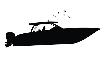 Modern Boat Outline Illustration – Nautical Theme