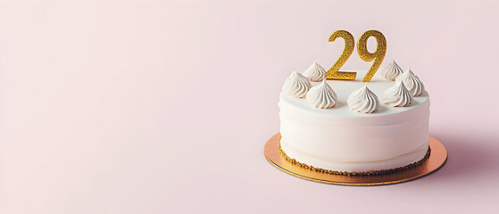 Happy Birthday 29th with gold letters on a light pink background
