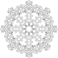  Abstract silhouette line art floral asian decorative mandala design 
