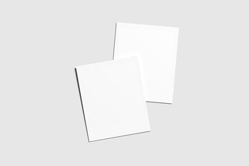 Blank double-size Polaroid mockup with grey background 