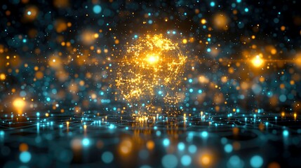 Obraz premium Illuminating Global Network: Abstract Digital Art Representing Connectivity, Innovation, and the Future of Technology