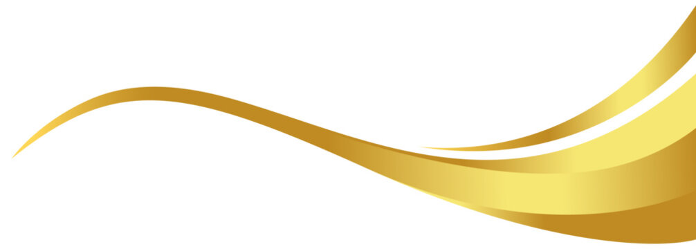gold wave curve, golden wave corner shape for element, stripes ribbon golden graphic, striped gold