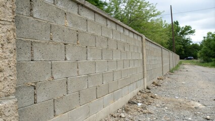 Raw concrete brick wall with exposed aggregate, concrete, rough, building materials
