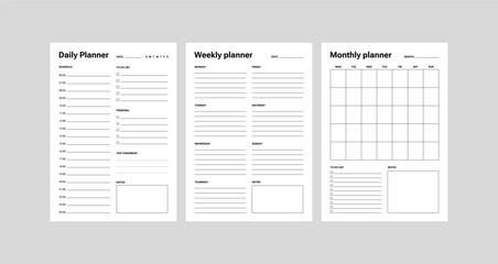 Daily, Weekly, Monthly planners templates