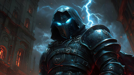 Dark Knight: Stormy City Illustration