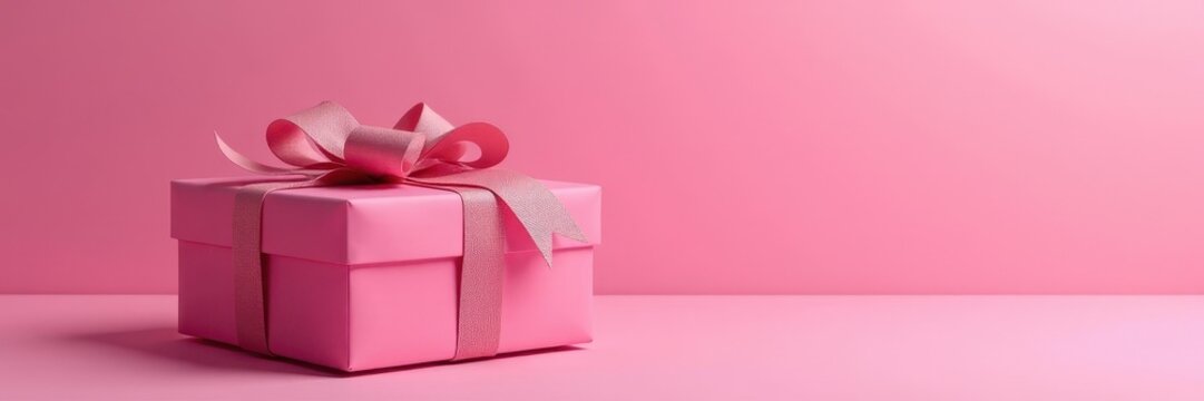 Colorful wrapped gift, pink setting Ideal for special events , holiday, pink