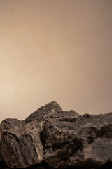 stone podium with warm background