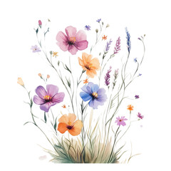 wild flower isolates watercolor painting