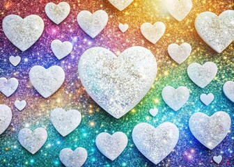 Obraz premium White Glitter Heart Pattern Background for Father's Day